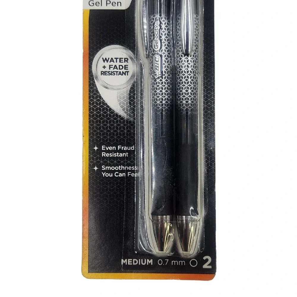 2x Bic Gel-ocity Retractable Gel Pen Medium 0.7 mm Ultra Water Resistant 2‎ Pack